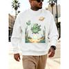 Men's Graphic Print Crew Neck Sweatshirt With Cute Octopus Astronaut Space Art Christmas Halloween, Loose Fit Streetwear.
