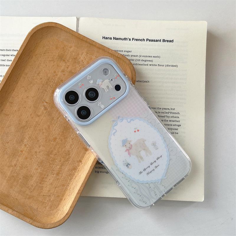 Korean Style Lace Sheep iPhone Case for Models 14-17 Pro Max