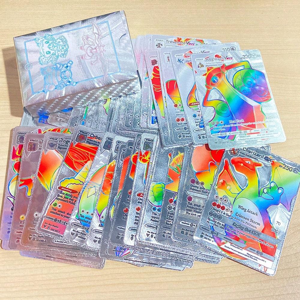 Beautiful 55pcs Pokmon Rainbow Gold Silver and Black English-Language Cards Anime Charizard and Eevee Battle Game Collectibles