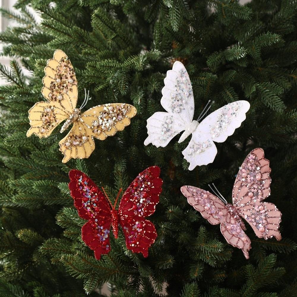 Reusable Glitter Butterfly Home Decoration Xmas Tree Pendant Butterfly Christmas Decoration Christmas Tree Decoration