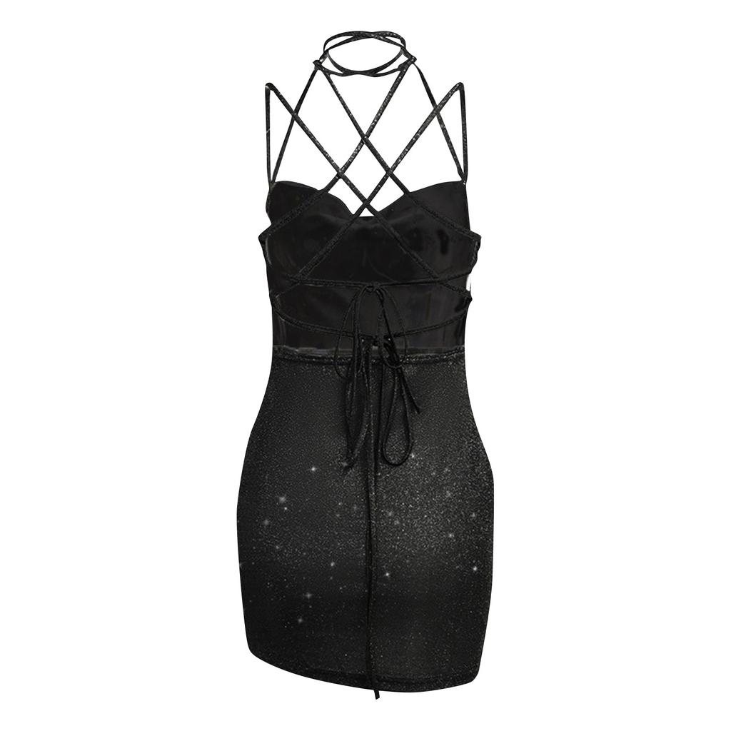Women's Backless Suspender Dress Sexy Hip Skirt