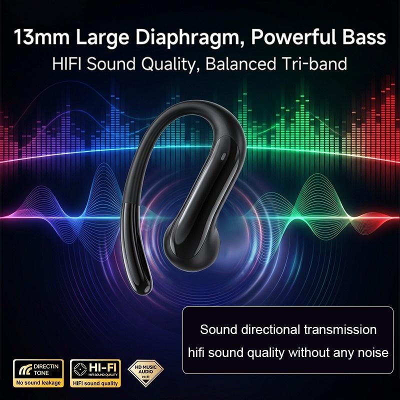 Open Ear Hook Earbuds Bluetooth 5.4 Earphones LED Display ACS Directional Sound Noise Reduction Sports Wireless Headphones 