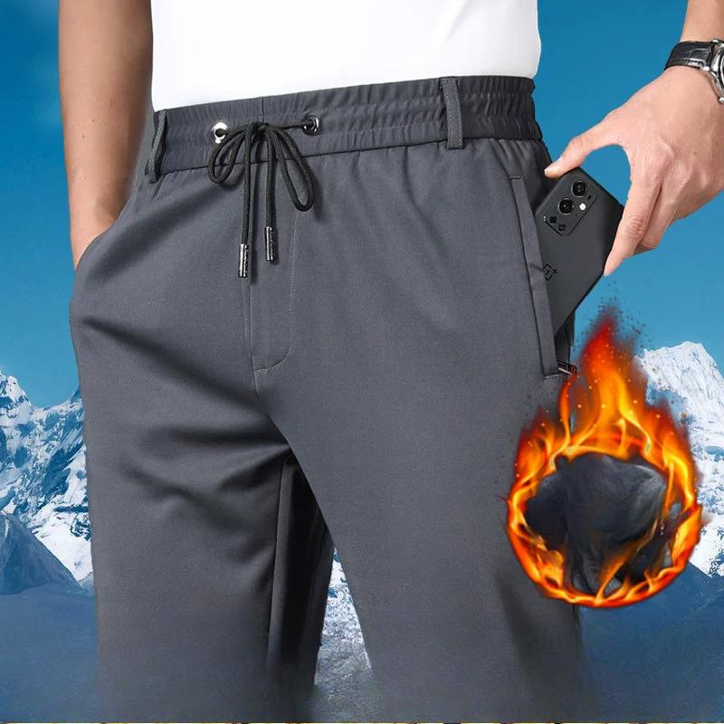 

Spring and Autumn Thick Stretch Men s High Waist Casual Pants, Slimming Straight Tube Elastic Business Pants, Men s Pants 6XL темно-сірий колір