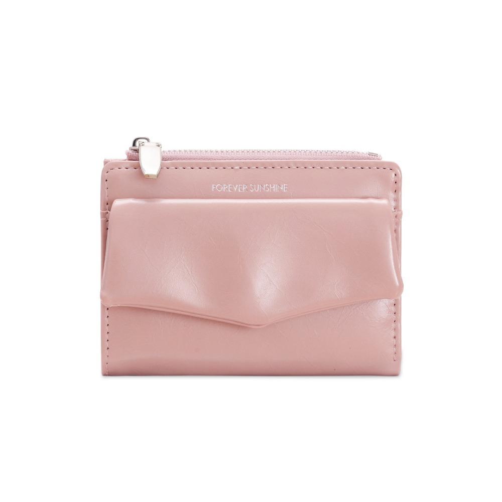Modern Design Solid Color Short Wallet Ultra Thin PU Coin Purse Multi Slot Card Holder Women