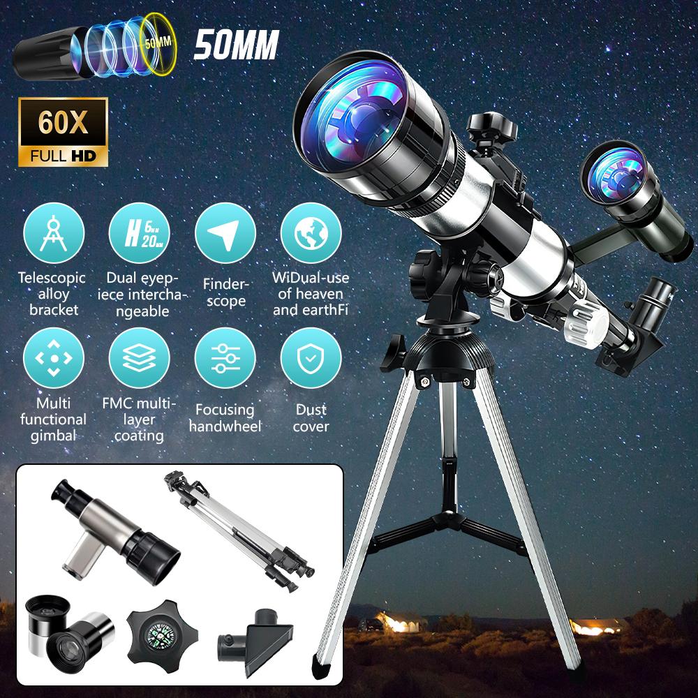 Professional HD Astronomical Telescope FMC Multi-coated Optical Double Lens Monocular for Watching See The Moon and Stars Bird