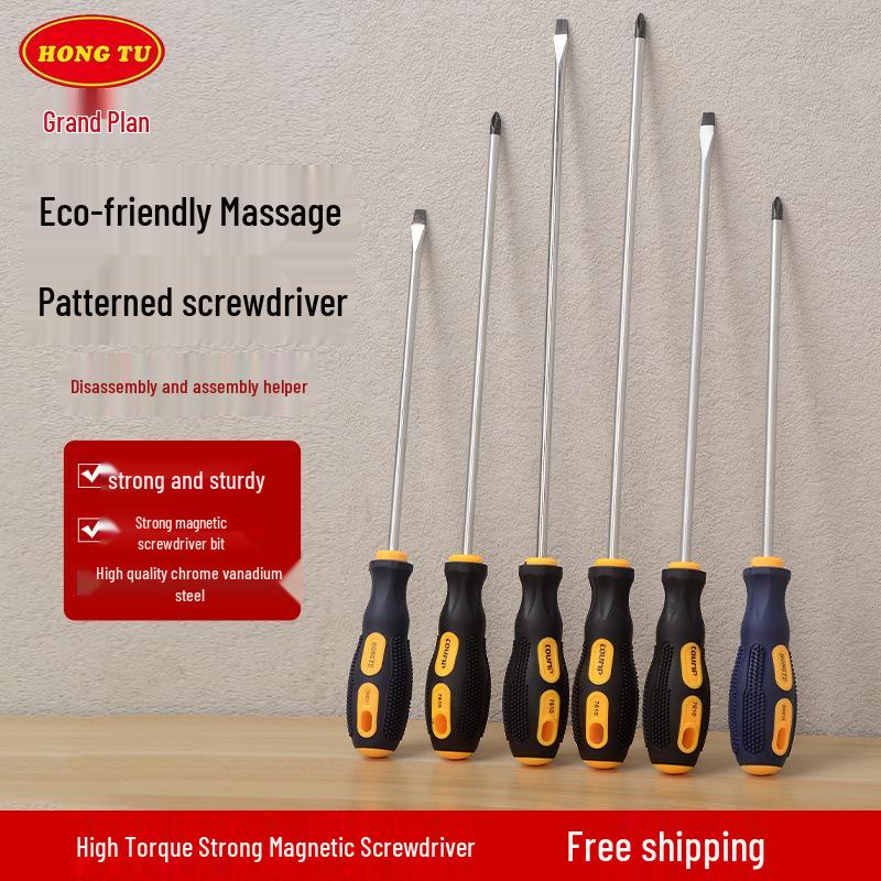 Hongtu Dual-Use Magnetic Screwdriver: Phillips & Flathead 6*150mm 060205 Screwdriver 6*100(+)