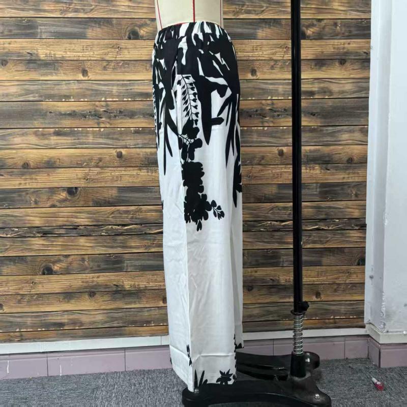 2026 Spring/Summer Women's Fashion Black and White Printed Slimming Casual Wide-Leg Pants