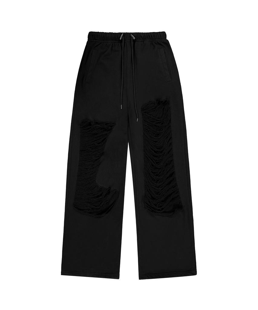 Iwaiial Script Logo Damage Sweatpants - Black