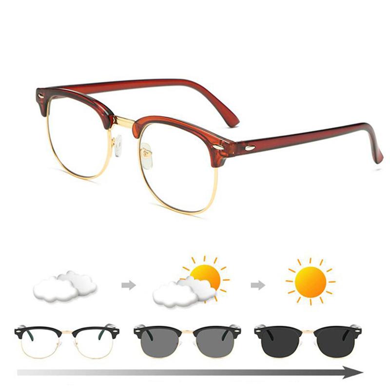 1.56 Aspheric Green Film Sun Photochromic Prescription Eyeglasses Anti Blue Light Nearsighted Glasses Diopter -0.5 -1 To -6.0