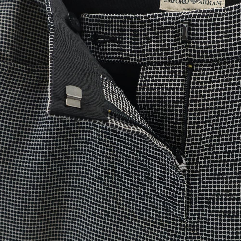 Emporio Armani Check Pattern Wool Pants 38 Black X White Women Used
