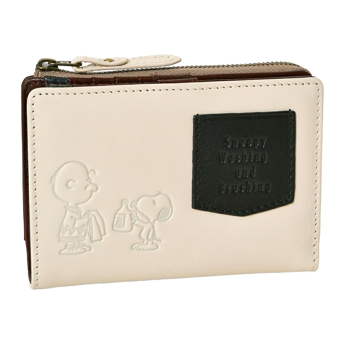 

73480 Snoopy Short Snap Button Ivory [Peanuts] Wallet, Bi-fold, Closure, Character, Women s, слонова кістка
