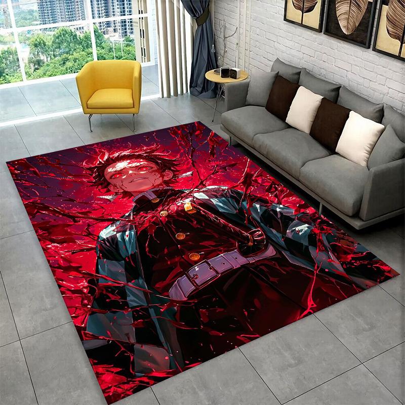 Cartoon Demon Slayer Anime Kamado Nezuko Tanjirou Carpet Rug for Playroom Bedroom Living Room Sofa Home,kid Non-slip Floor Mat