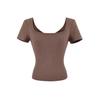 U-neck Short-sleeved T-shirt Women's Summer New American Spice Girls Solid Color Wear Slim-fitting Bottoming Top On Both Sides