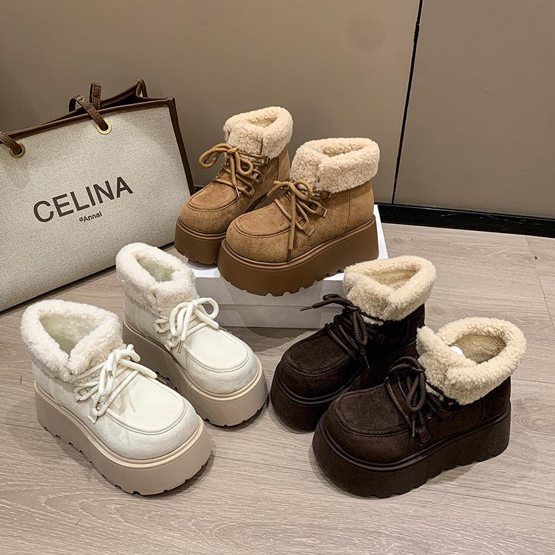 Bottes de neige chaudes pour femmes hiver 2025 automne et hiver nouvelles bottines chaussures en coton pour femmes velours épaissi bottes Martin bottes de neige