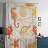 Peixes Corrais Conchas Algas Cavalo-marinho Subaquático Chiffon Cortinas Transparentes para Sala de Estar Quarto Janela Voiles Cortina de Tule