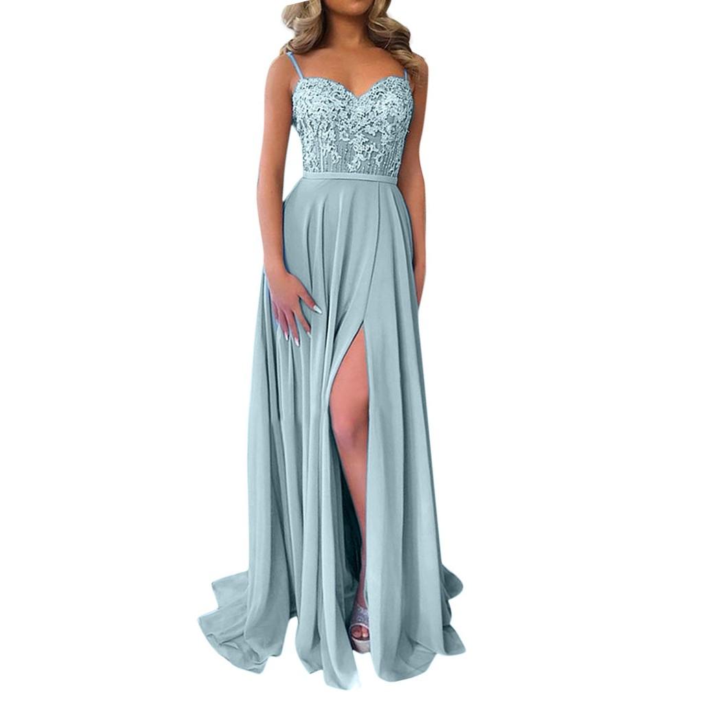 Women's Summer Fashion Suspended Sexy Lace Solid Long Dress