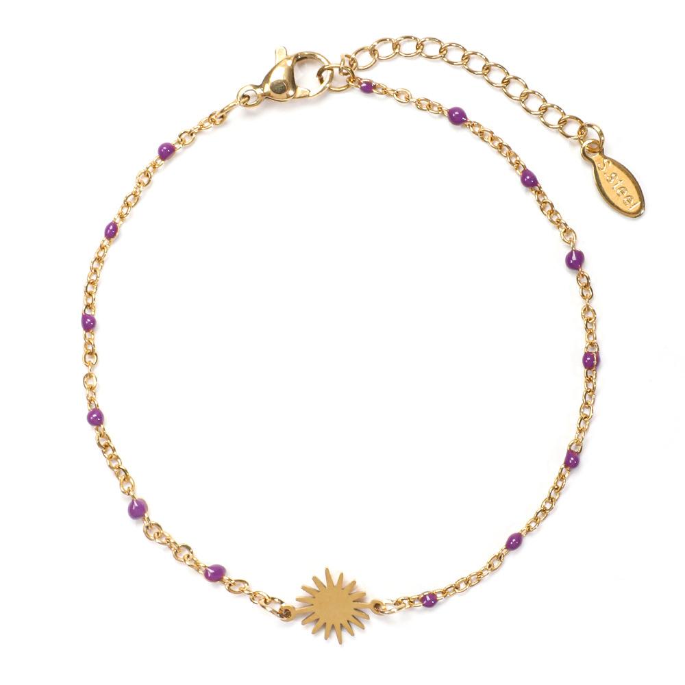 1pc Fashion Stainless Steel Bracelet Sun Enamel Drop oil Bracelet for Woman Summer Beach Party Jewelry