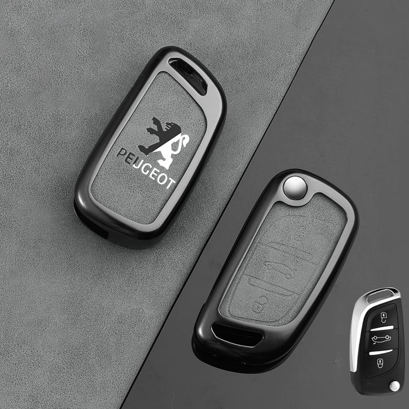 

2026 Hot Car Sticker Zine Alloy Car Styling Key Case Cover Shell Holder Protection For Peugeot 107 207 306 307 407 308 607 Keych