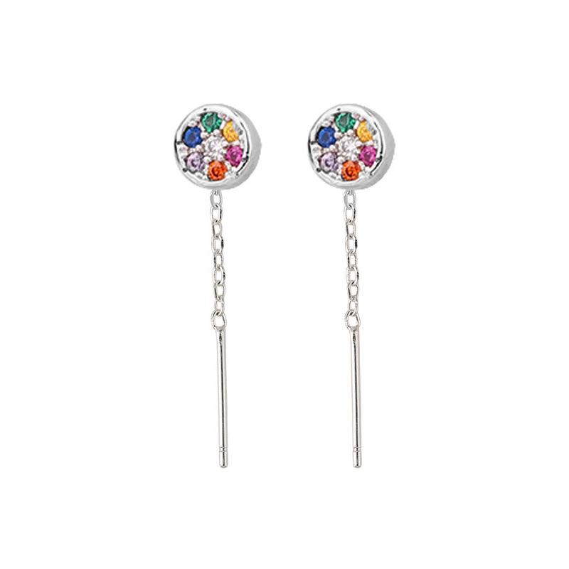 Punk Style Zircon Cross & Moon Stud Earrings with Round Diamond and Screw-Back Design