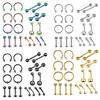 20-delat set med piercing-smycken i rostfritt stål: Näspiercingar, Läppiercingar, Hästskoringar, Näspiercingar, Tungpiercingar, Örhängen, Ögonbrynspiercingar.