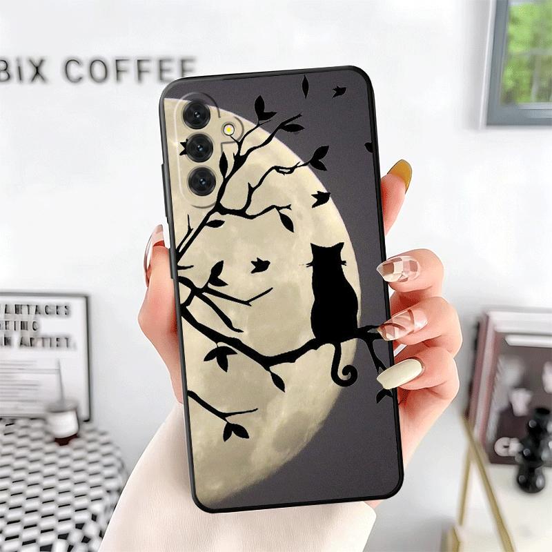 Black Cat Aesthetic Pattern Soft Phone Case for Samsung A17 A37 A57 A16 A26 A36 A56 A15 A25 A35 A55 A14 A24 A34 A54 A13 A23 A33