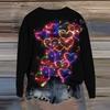 Damenmode Bedrucktes Langarm Locker Rundhals Sweatshirt Oberteil Herbst
