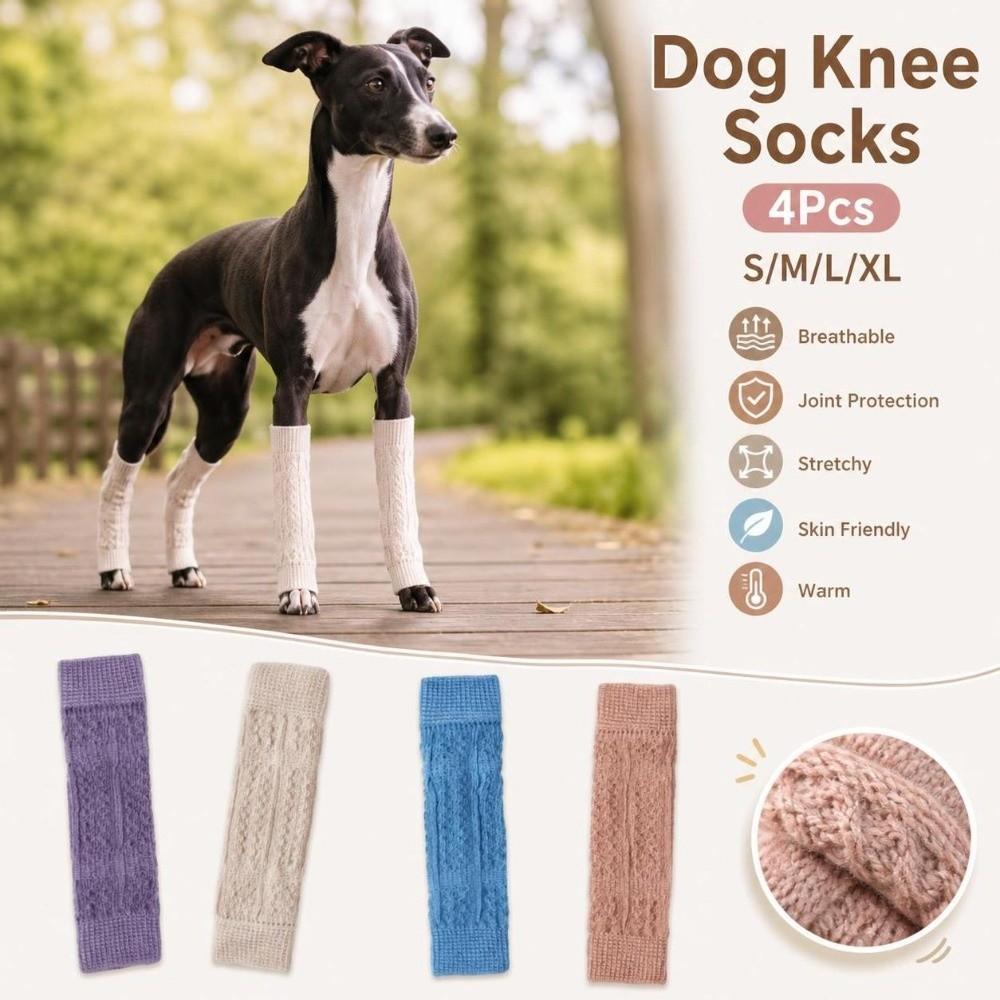 4Pcs Stretchy Dog Elbow Cover Breathable Pet Leg Warmer Pet Supplies Dog Leg Sleeves for Dogs Cats