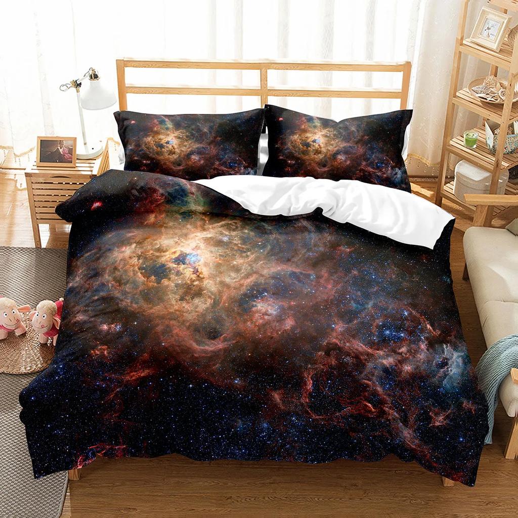 Hubble Image King Queen Duvet Cover Vast Starry Sky Bedding Set Bright Universe Landscape Quilt Cover Polyester Comforter Cover