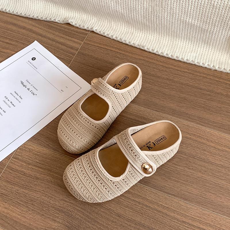 Lightweight and fashionable white retro bag head thick-soled slippers women's summer wear 2025 new versatile height-enhancing cool slippers