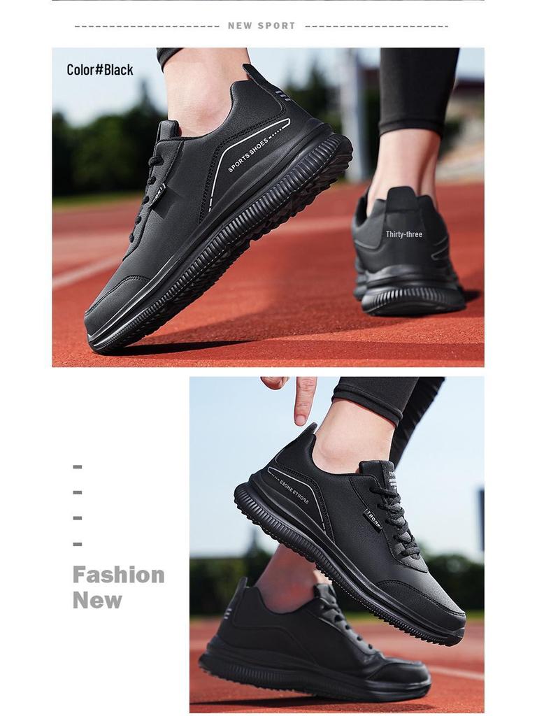 Men's Extra Large Waterproof Leather Sneakers & Rain Boots (Size 45-48) for Autumn & Kitchen Work