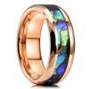 Fashion 8MM Rose Gold Color Stainless Steel Rings For Men Women Colorful Abalone Shell  Inlaid Men Rings Wedding Party Jewelry