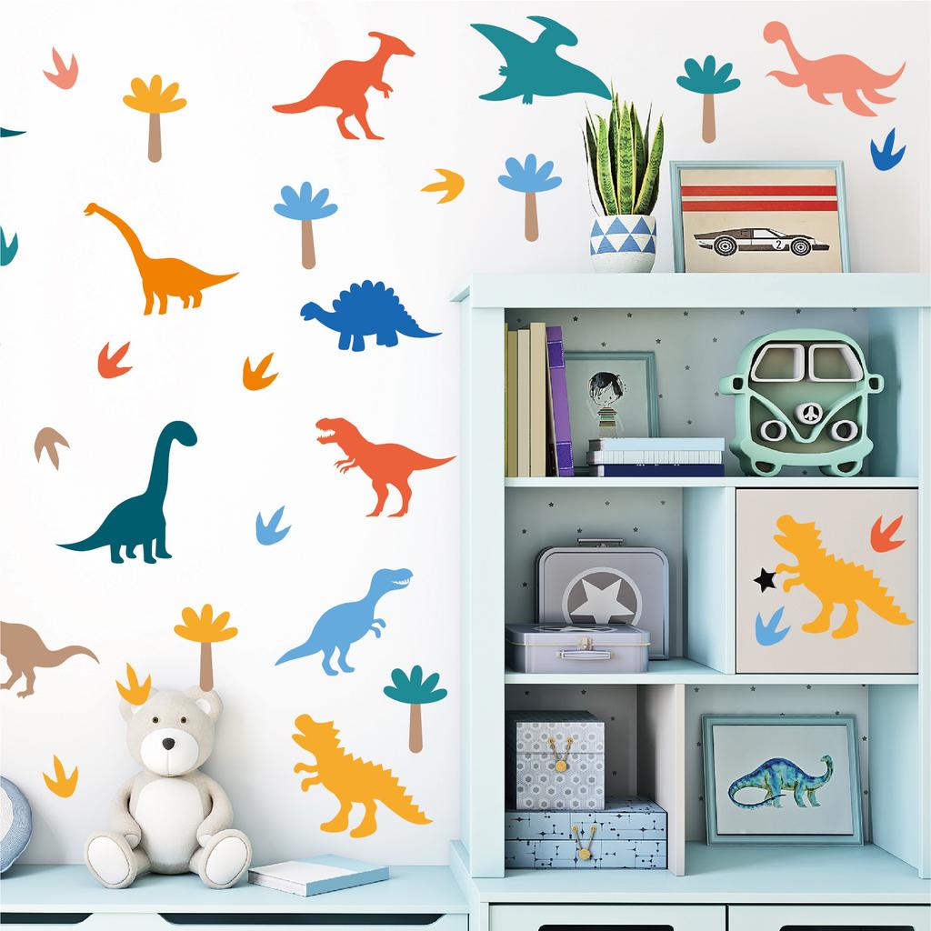 Dinosaur wall stickers cute cartoon anti-collision self-adhesive kindergarten baby wardrobe children's room decoration self-adhesive wall stickers