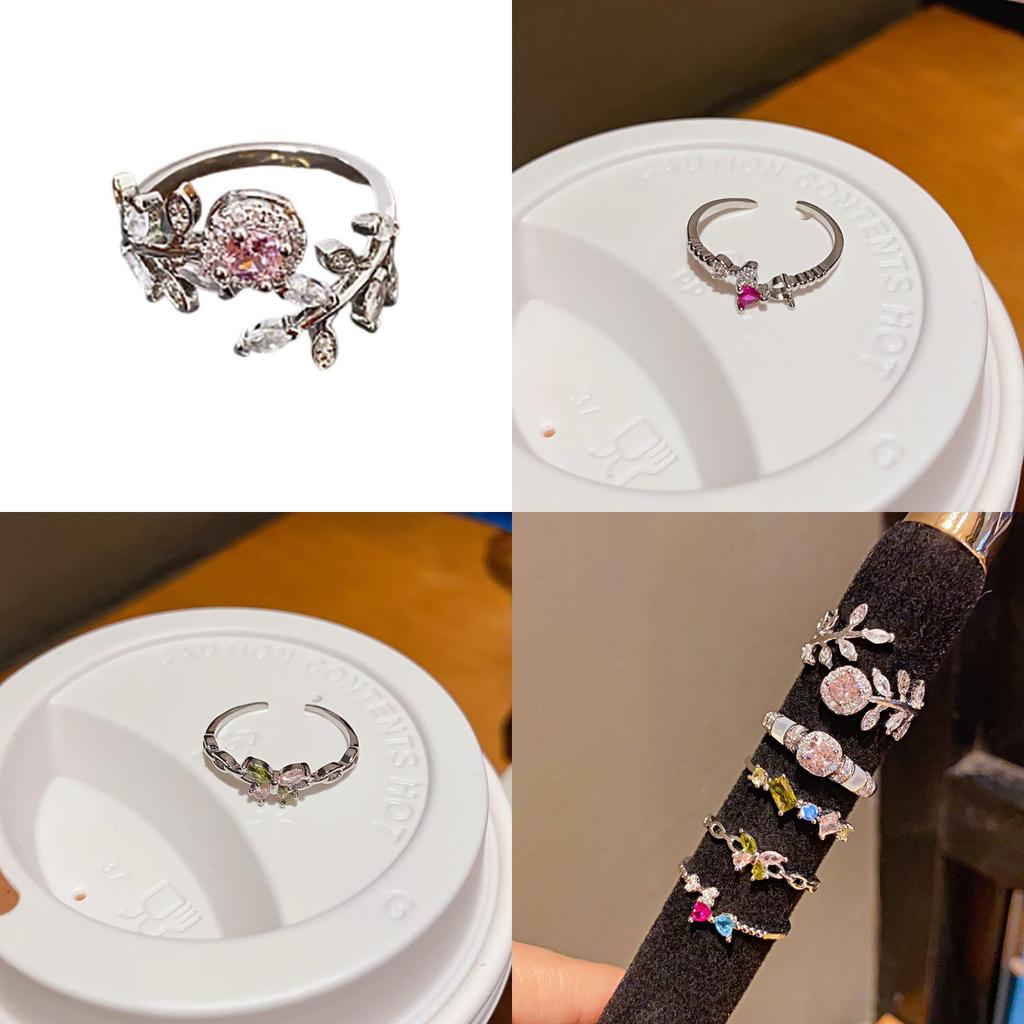 Minimalist Silver Zircon Butterfly Design Open Ring For Women Fashion Jewelry