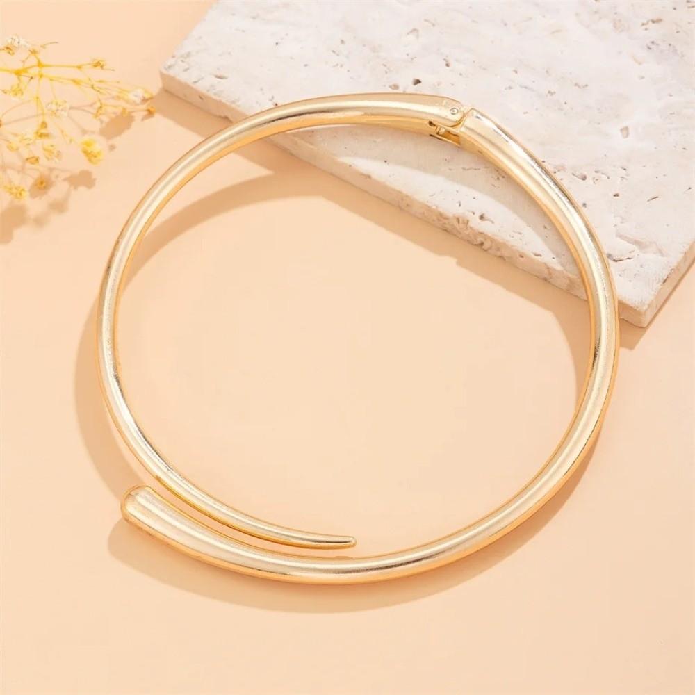 Metal Open Cuff Bangle Adjustable Women Rings Fashion Choker Necklace Party Grunge Jewelry Set