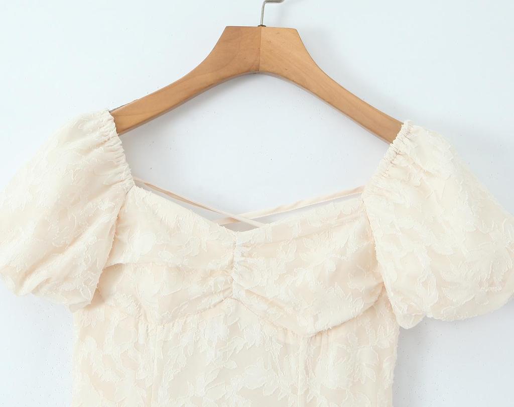 2026 Spring European & American Women's Mid-Length Hollow Lace-Up Dress