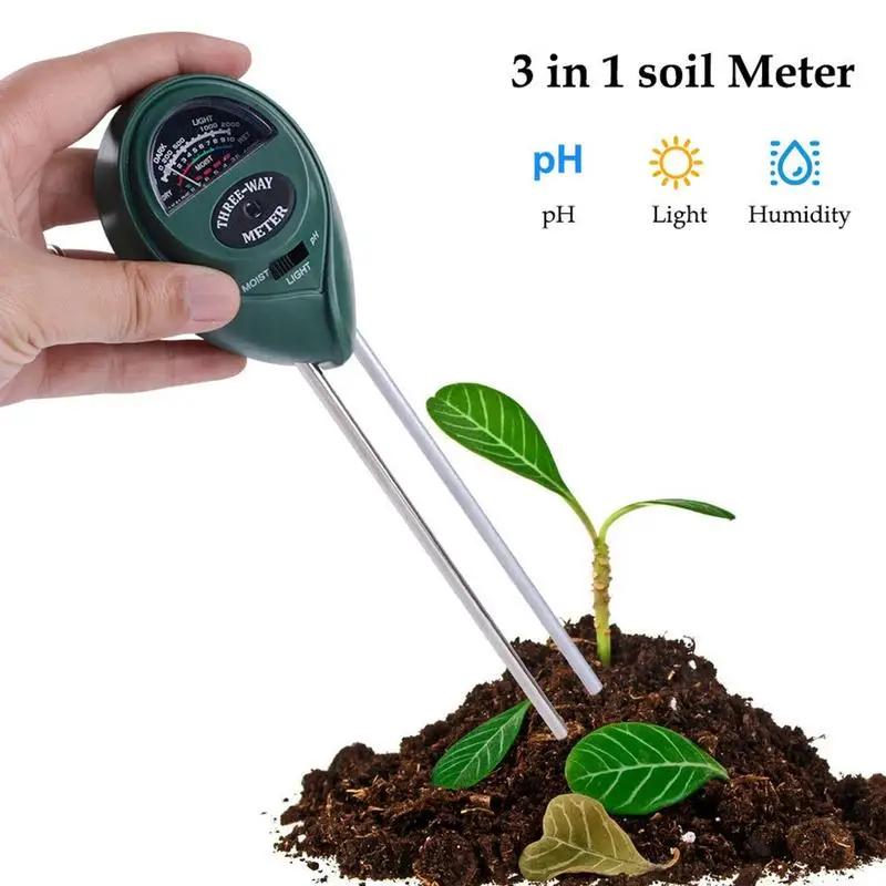 3 in 1 Soil PH Water Moisture Meter Acidity Humidity Sunlight Garden Plants Flowers Moist Tester Instrument Tool