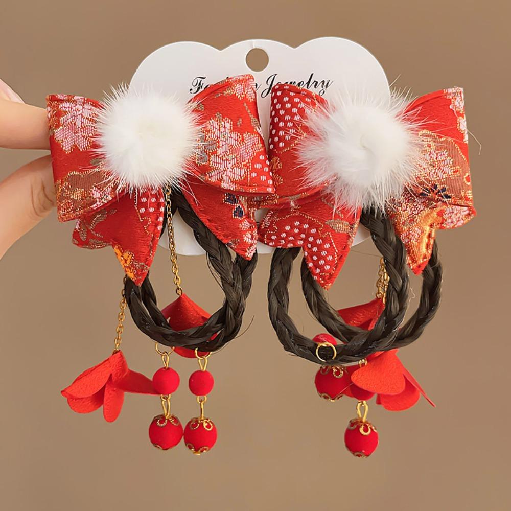 Flower Children Bow Wig Hairpin Tassels Hanfu Hair Sticks All-match Ancient Style Hairpin Baby