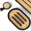 Nature Bamboo Soap Dish Holder Storage Box Container Bathroom Plate with Lid