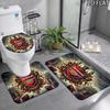 Arsenal F 3Pcs Flannel Toilet Mat Set Bathroom Rug Bath Carpet Non Slip Home Decor Toilet 3 Pcs Bathroom Textile Set