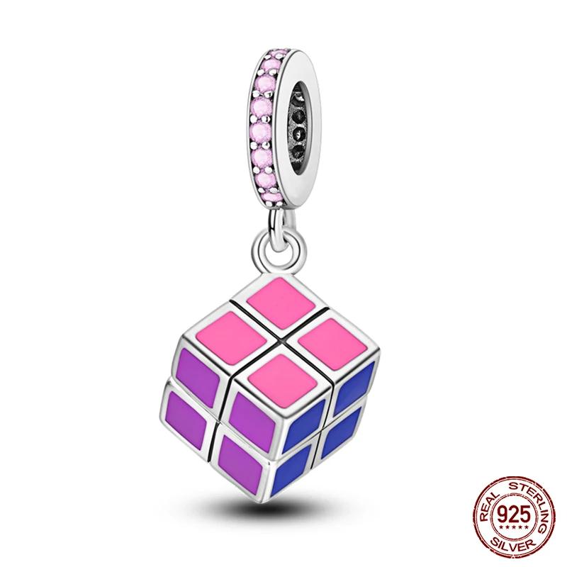 100% Copper Colorful Rubik'S Cube Butterfly Cat Peacock Daisy Charm Beads Fit Original Bracelet Diy Jewelry