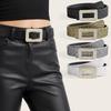 Punk PU Leather Wide Waistband Rhinestone Square Buckle Y2K Girl Waistband  Ladies/Girls