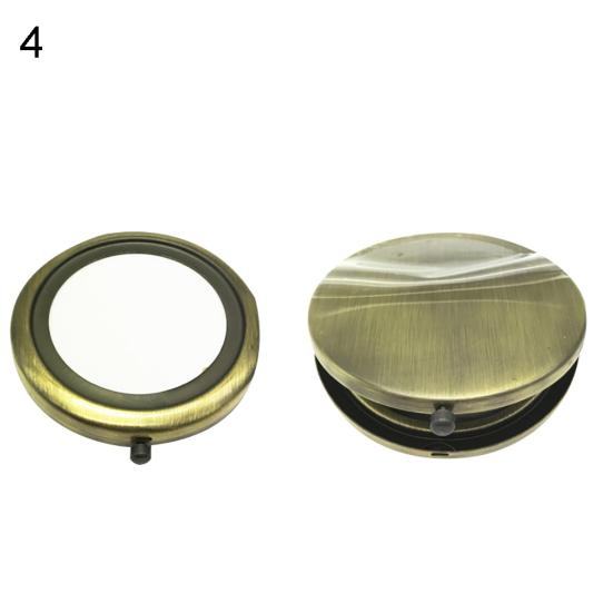 Tragbarer einfarbiger metallischer runder Make-up-Pop-up-Taschenspiegel mit doppelter Seite