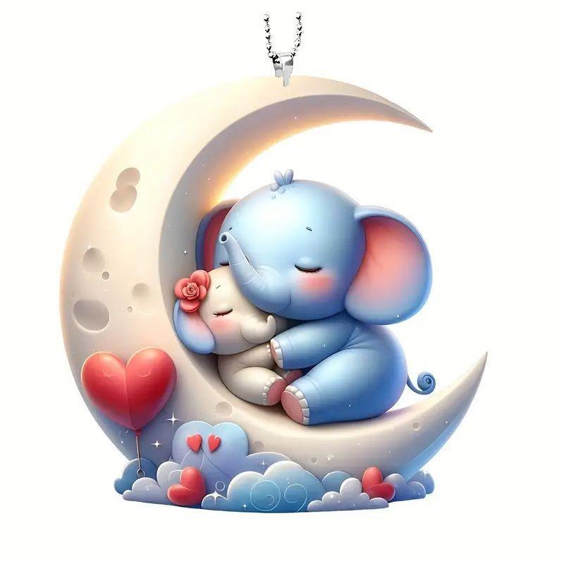 

Акриловая мультяшная луна слон подвесное украшение для интерьера автомобиля для декоративного стиля