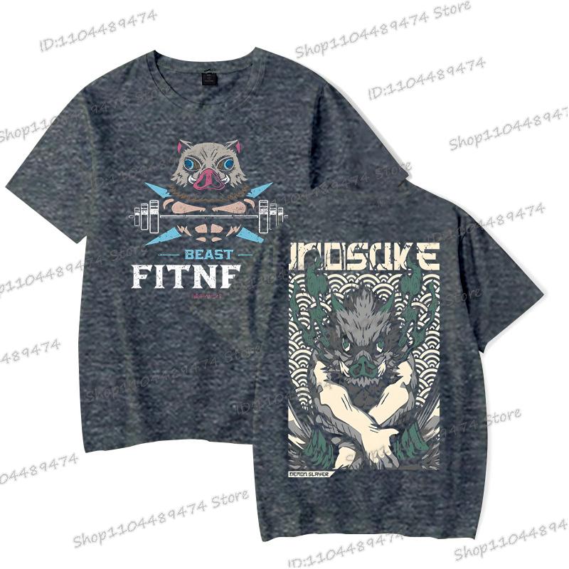 Harajuku Anime Demon Slayer Men T-shirts Hashibira Inosuke Fashion Cosplay Graphics T Shirt Short Sleeve Summer Comic Streetwear