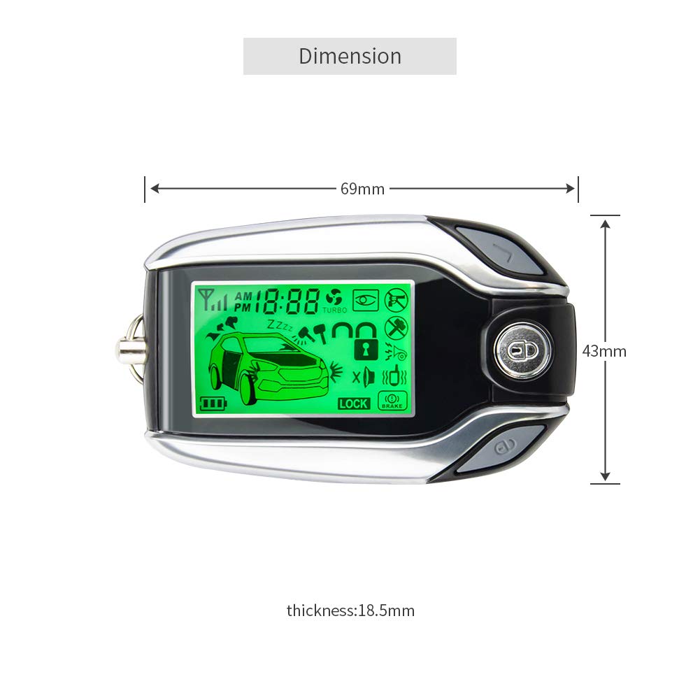 EASYGUARD EC204 PKE Car Alarm System with Passive Keyless Rechargeable LCD Pager and Shock DC12V 2-Way Entry, Display, Warning,