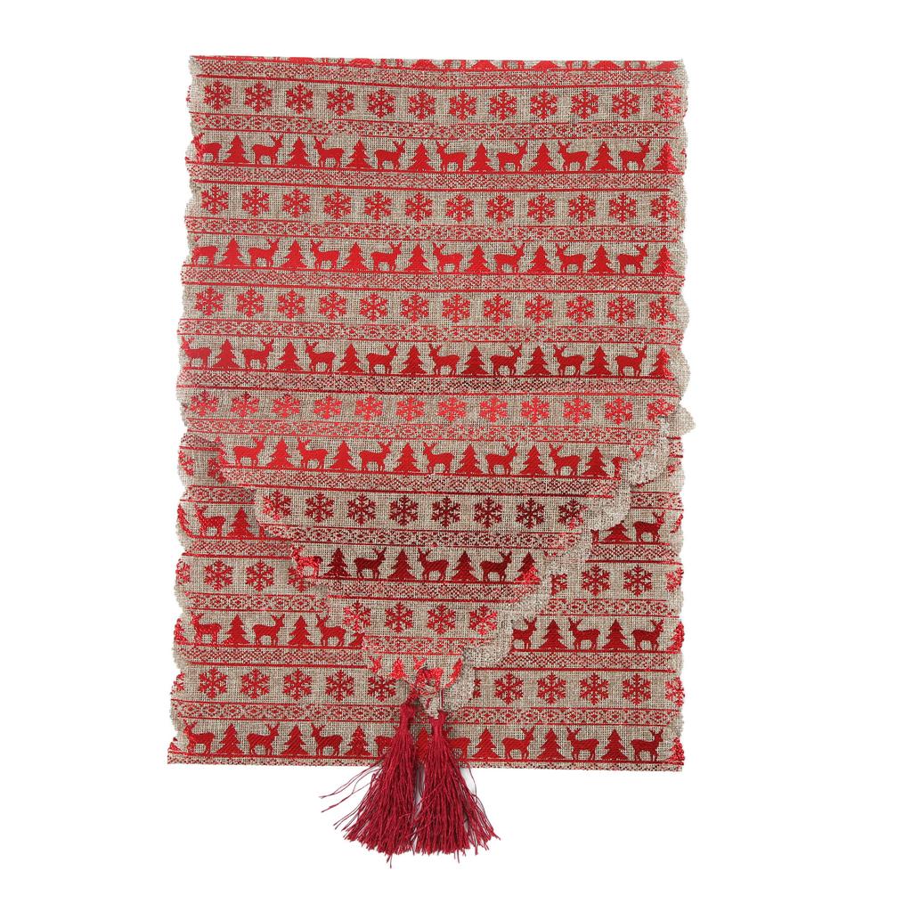 Christmas Table Runner Elegant Beautiful Exquisite Classic Pattern Durable Table RunnerLinen Elk
