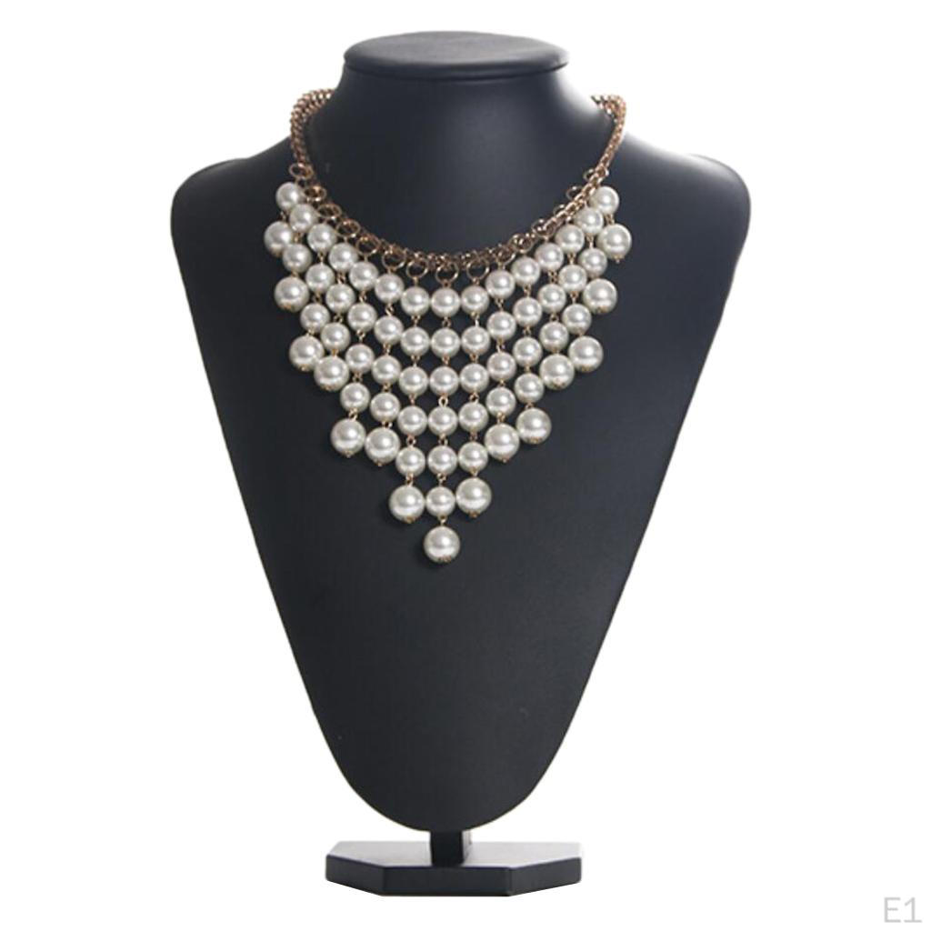 Black Leatherette Necklace Bust Jewelry Display Stand Figure Holder