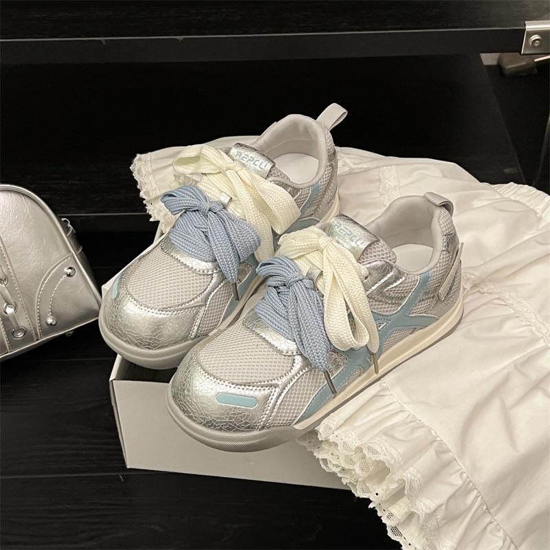 

Thick-soled mesh breathable Forrest Gump shoes women s 2025 summer new retro German training shoes casual versatile sports dad shoes 40 срібний