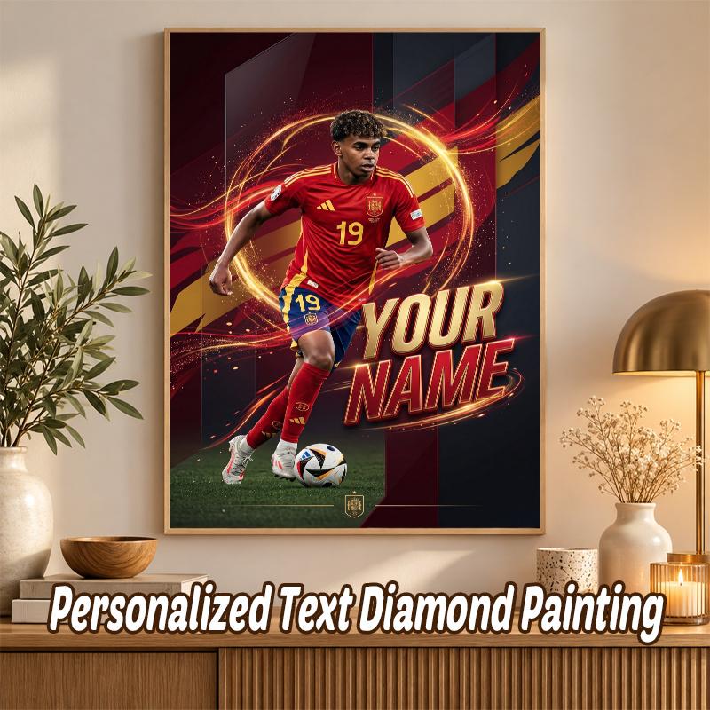 Lamine Yamal Custom Name Text 5D Diamond Painting Kit DIY Full Drill Diamond Art Decoration