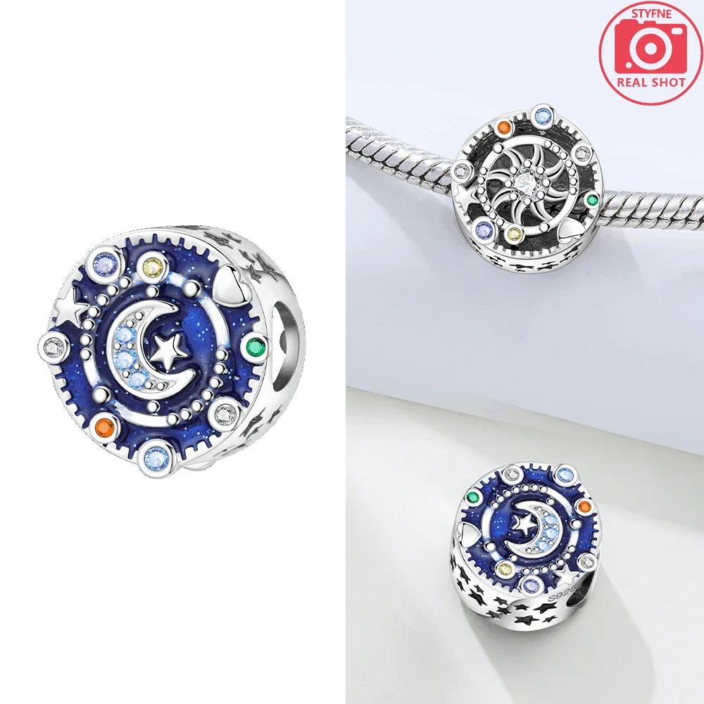 

Original Copper Blue Ocean Heart Stars Starry Sky Moon Sun Bead String Beads Fit Bracelet Anniversary Gift Accessory Diy